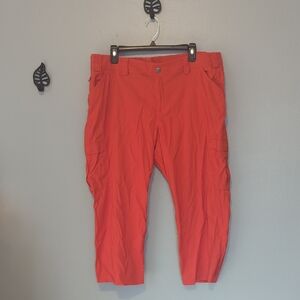 Duluth Trading Company Bright Orange Or Red Cargo Capri Pants Zipper Closure 18